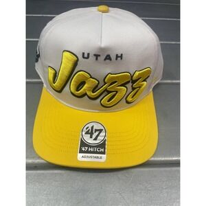 47 NBA‎ Utah Jazz Shadow Hitch Snapback Adjustable Hat White Yellow New